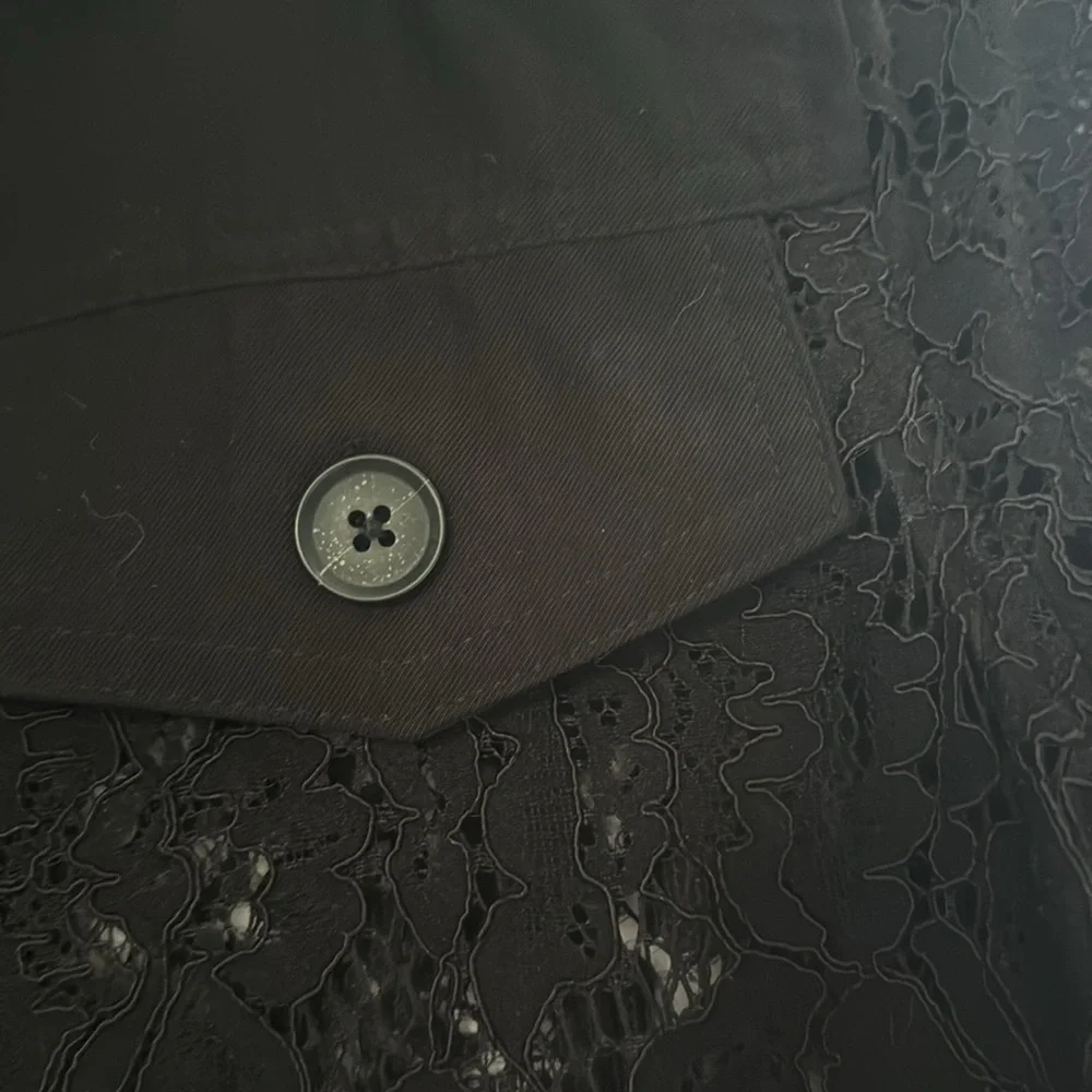 Beautiful black floral sheer jacket button up - Picture 3 of 15